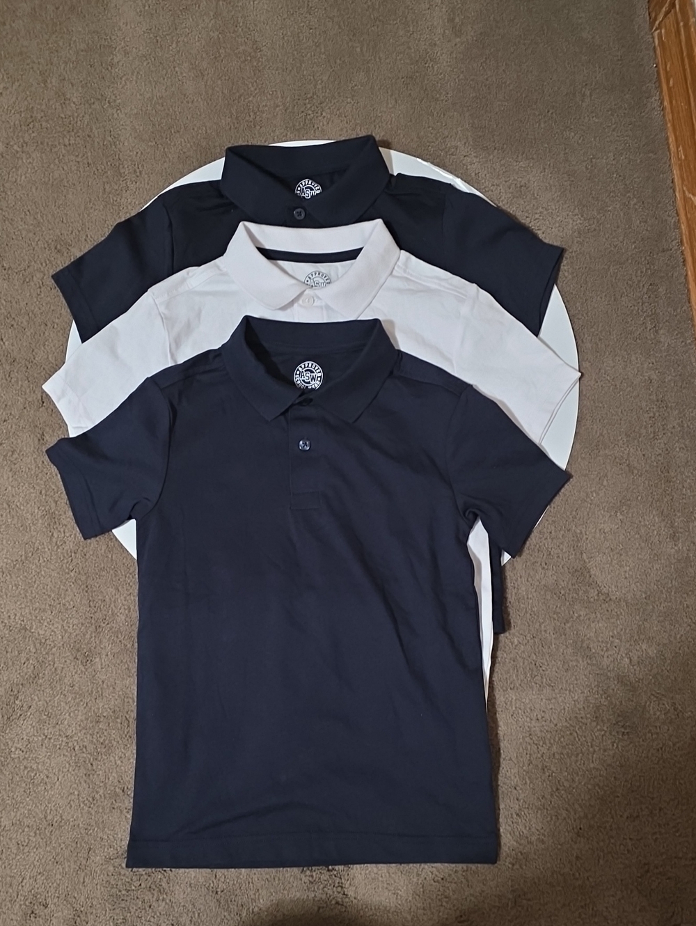 Boys Short-Sleeve Polo Shirt Set in Navy and White